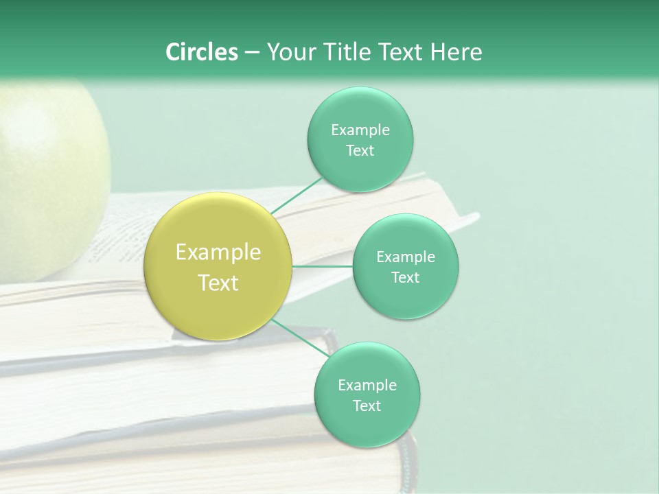A Green Apple Sitting On Top Of A Stack Of Books PowerPoint Template