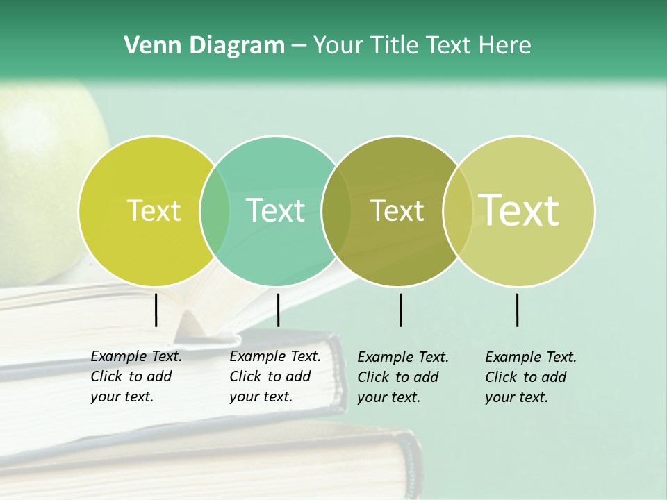 A Green Apple Sitting On Top Of A Stack Of Books PowerPoint Template