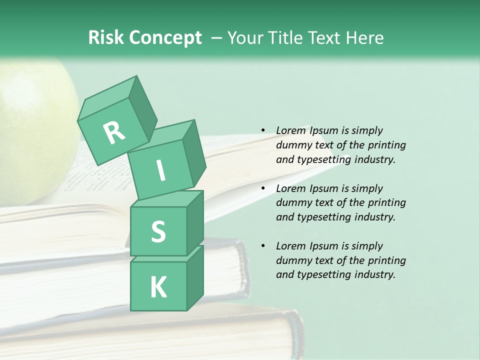 A Green Apple Sitting On Top Of A Stack Of Books PowerPoint Template