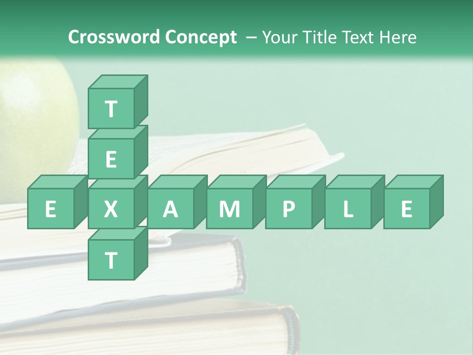 A Green Apple Sitting On Top Of A Stack Of Books PowerPoint Template