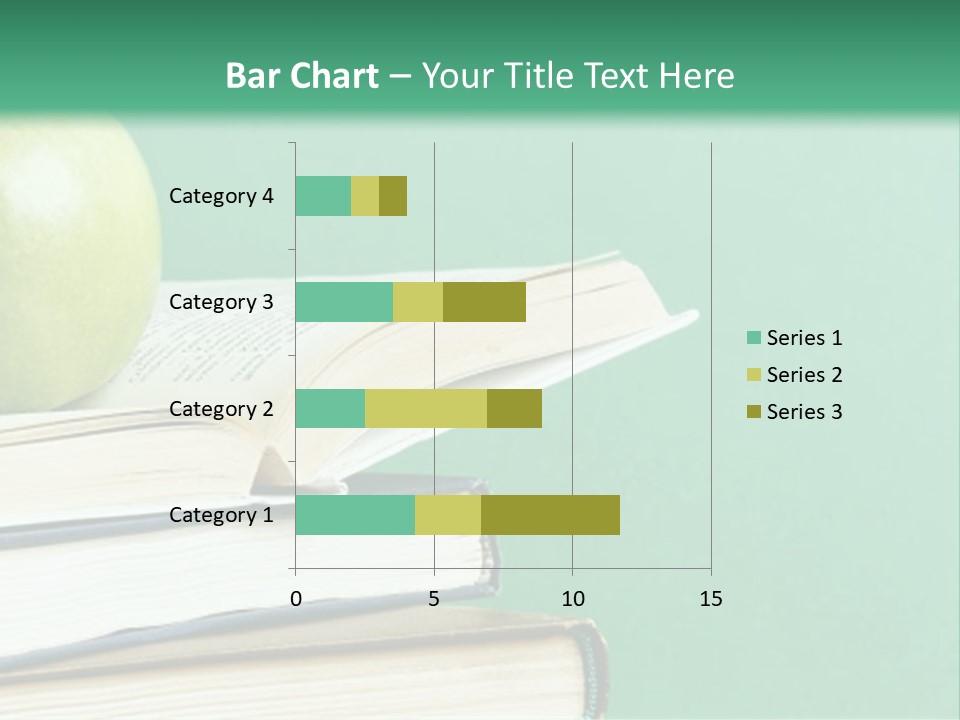 A Green Apple Sitting On Top Of A Stack Of Books PowerPoint Template