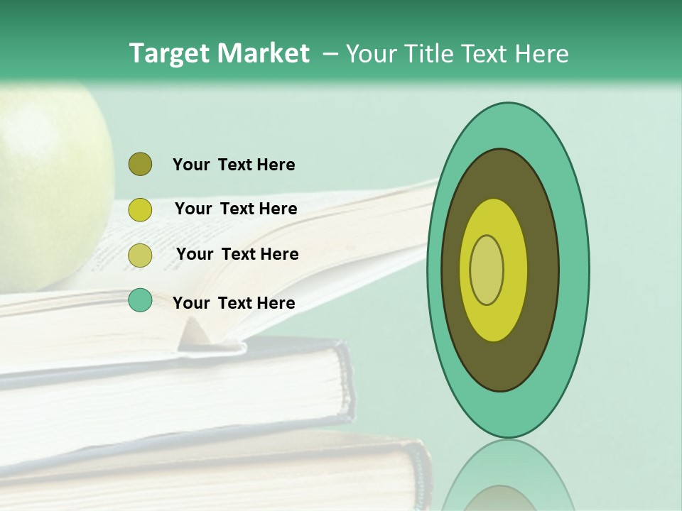 A Green Apple Sitting On Top Of A Stack Of Books PowerPoint Template