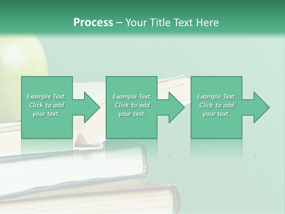A Green Apple Sitting On Top Of A Stack Of Books PowerPoint Template