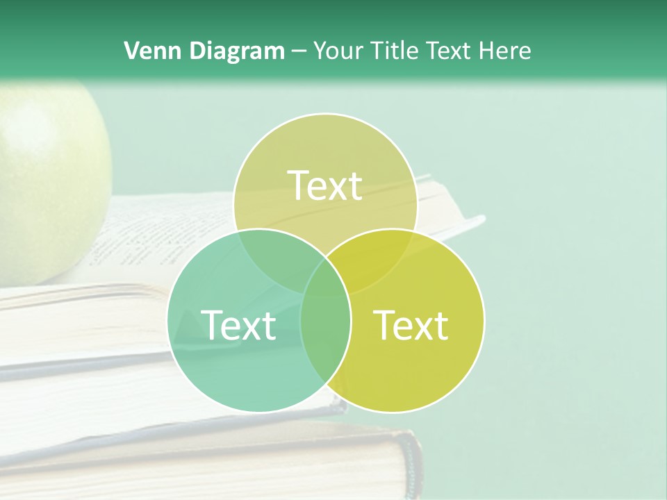 A Green Apple Sitting On Top Of A Stack Of Books PowerPoint Template