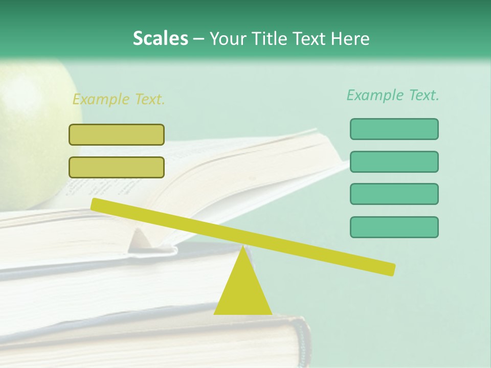 A Green Apple Sitting On Top Of A Stack Of Books PowerPoint Template