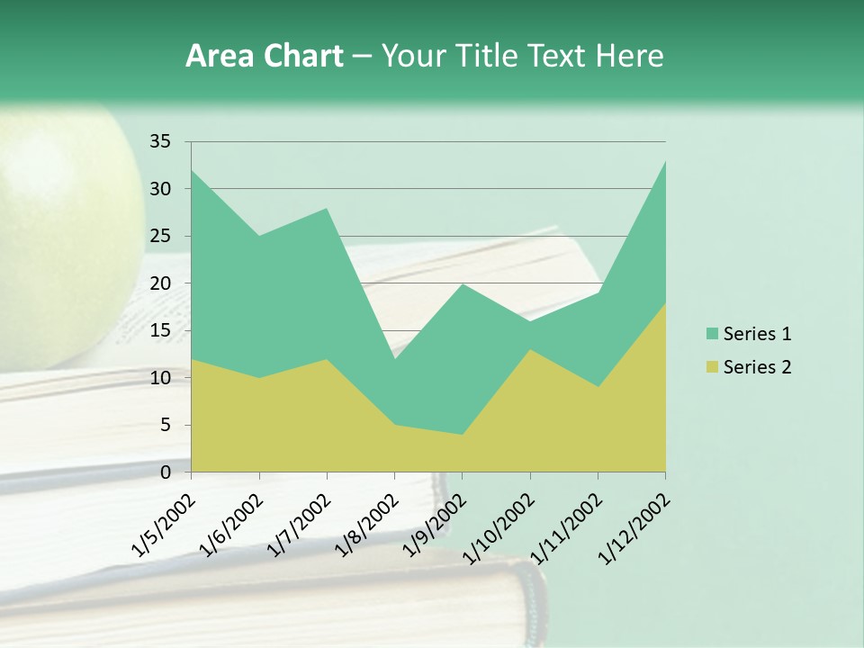 A Green Apple Sitting On Top Of A Stack Of Books PowerPoint Template