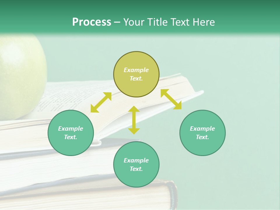 A Green Apple Sitting On Top Of A Stack Of Books PowerPoint Template