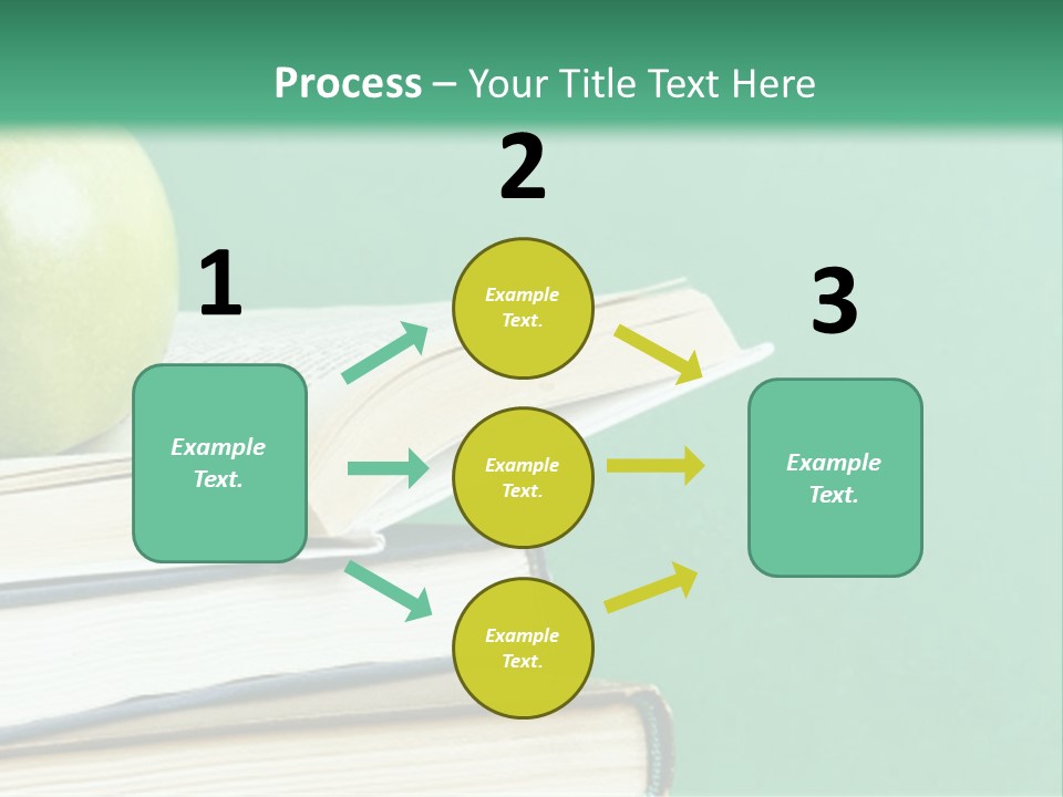 A Green Apple Sitting On Top Of A Stack Of Books PowerPoint Template