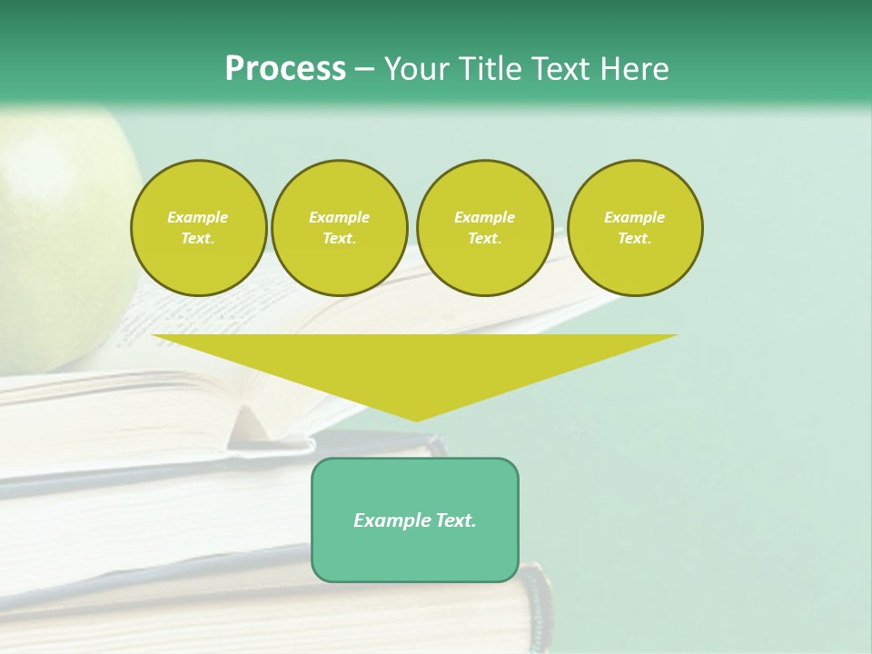 A Green Apple Sitting On Top Of A Stack Of Books PowerPoint Template