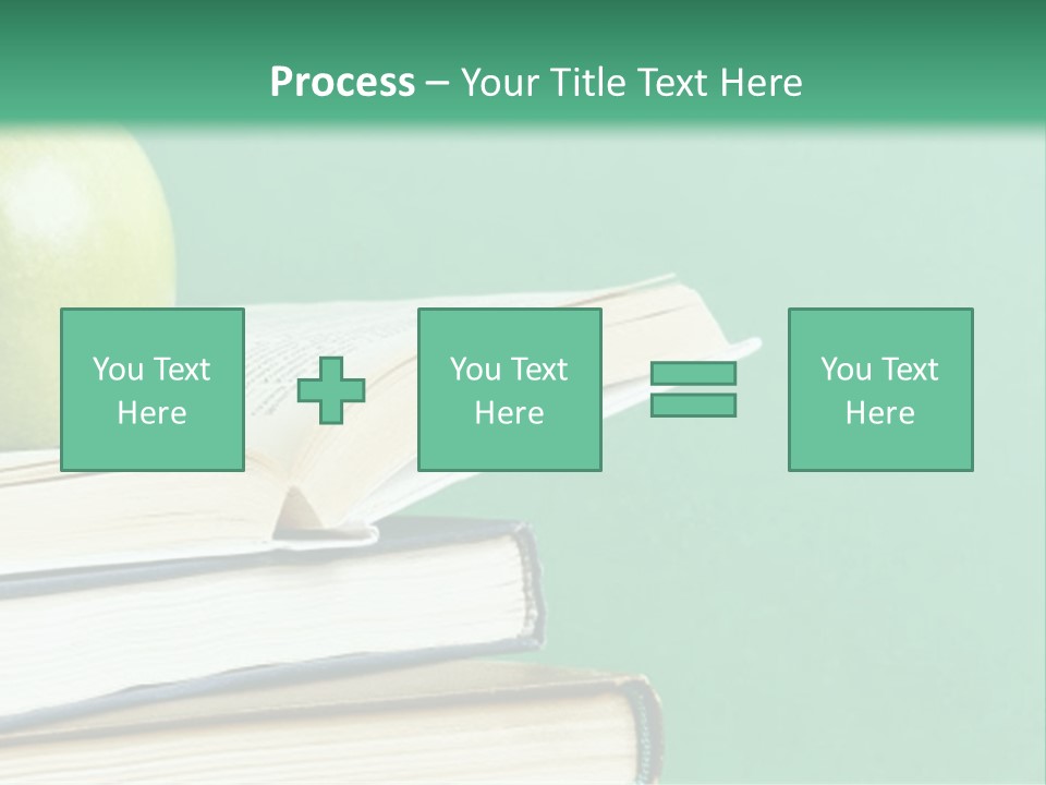 A Green Apple Sitting On Top Of A Stack Of Books PowerPoint Template