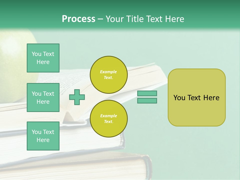A Green Apple Sitting On Top Of A Stack Of Books PowerPoint Template