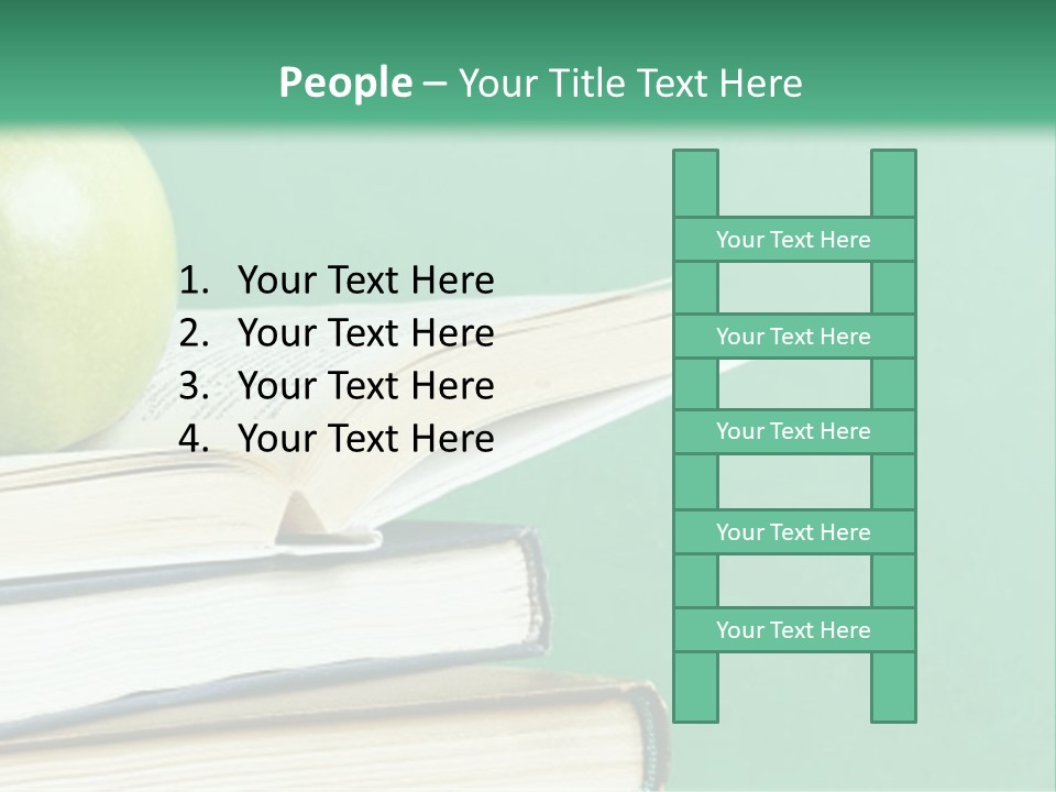 A Green Apple Sitting On Top Of A Stack Of Books PowerPoint Template