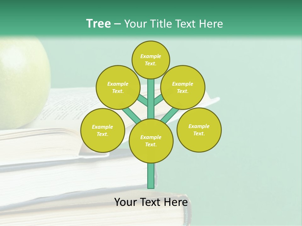 A Green Apple Sitting On Top Of A Stack Of Books PowerPoint Template