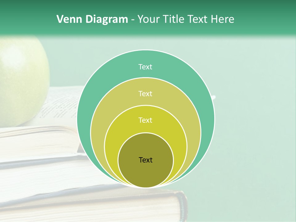 A Green Apple Sitting On Top Of A Stack Of Books PowerPoint Template
