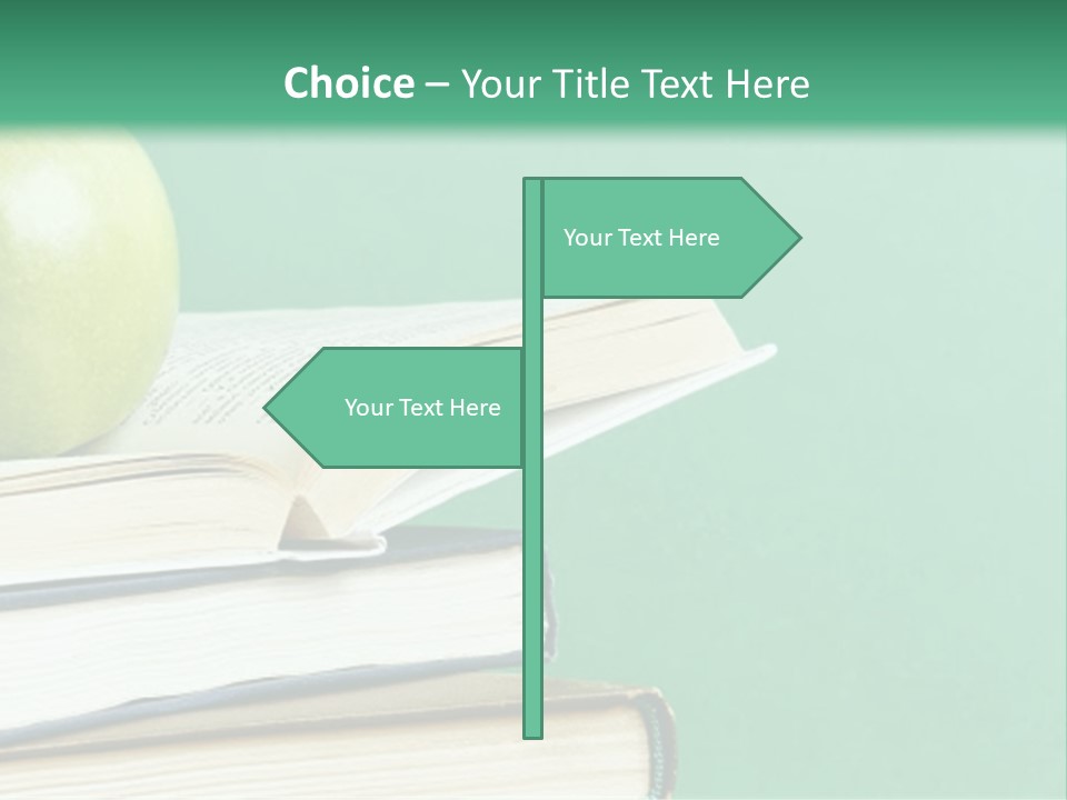 A Green Apple Sitting On Top Of A Stack Of Books PowerPoint Template