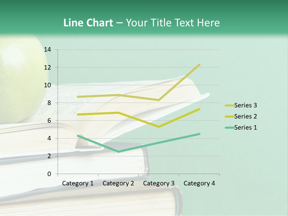 A Green Apple Sitting On Top Of A Stack Of Books PowerPoint Template