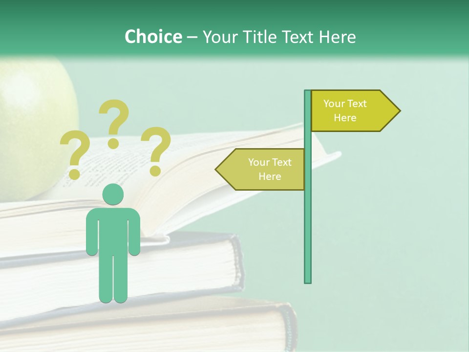 A Green Apple Sitting On Top Of A Stack Of Books PowerPoint Template