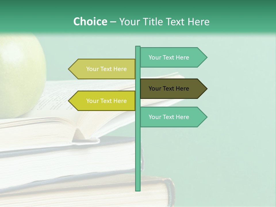 A Green Apple Sitting On Top Of A Stack Of Books PowerPoint Template