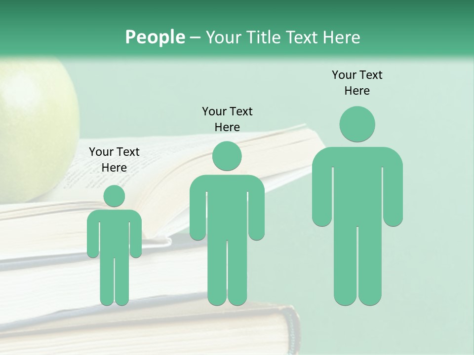A Green Apple Sitting On Top Of A Stack Of Books PowerPoint Template