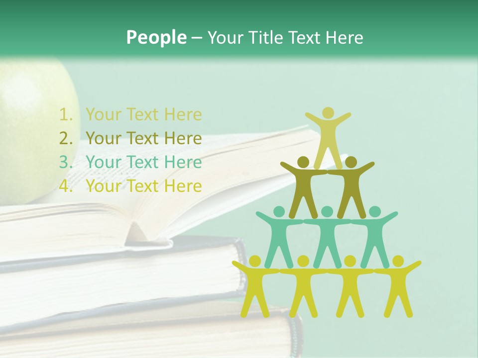 A Green Apple Sitting On Top Of A Stack Of Books PowerPoint Template
