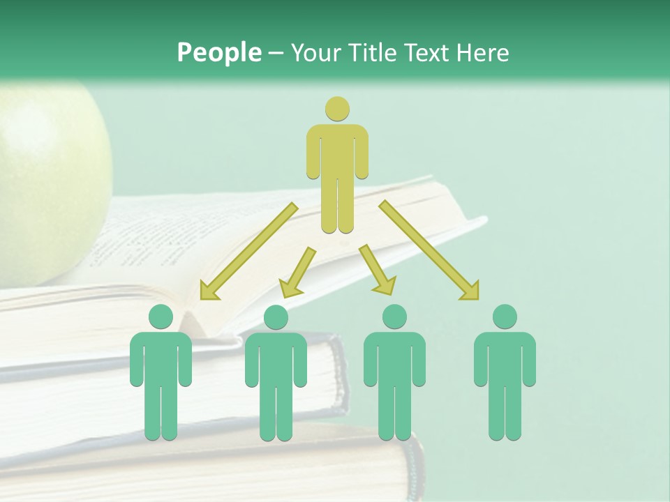 A Green Apple Sitting On Top Of A Stack Of Books PowerPoint Template