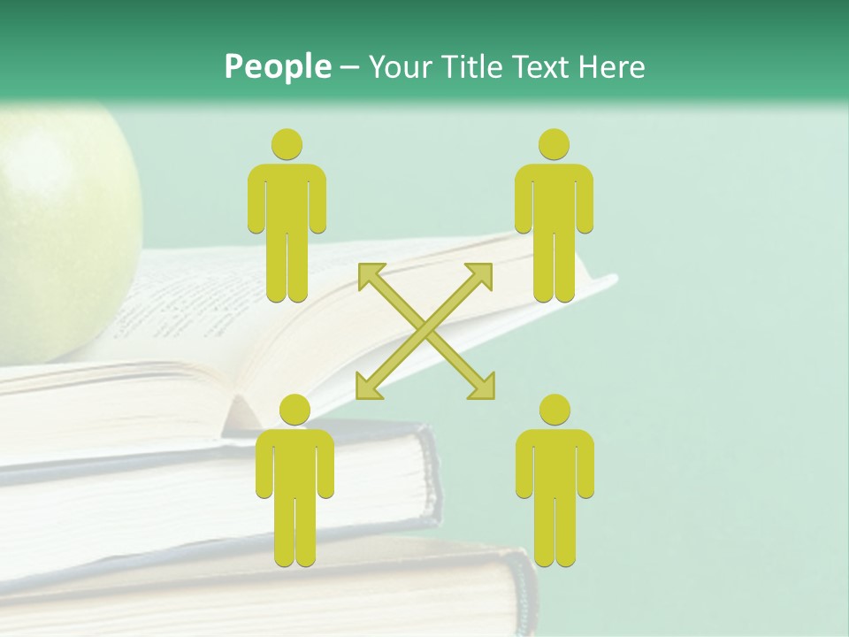 A Green Apple Sitting On Top Of A Stack Of Books PowerPoint Template