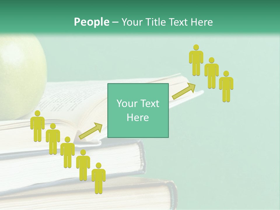 A Green Apple Sitting On Top Of A Stack Of Books PowerPoint Template