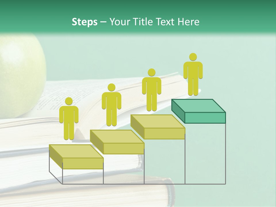 A Green Apple Sitting On Top Of A Stack Of Books PowerPoint Template
