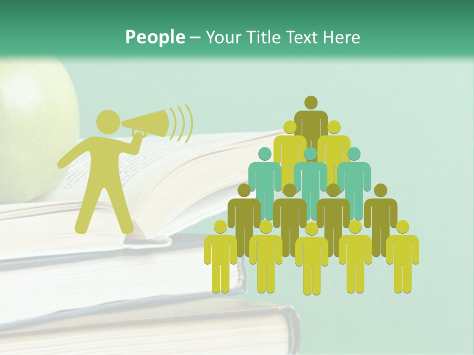 A Green Apple Sitting On Top Of A Stack Of Books PowerPoint Template