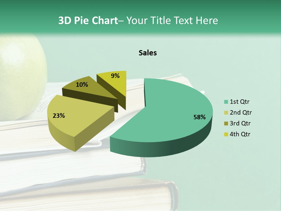 A Green Apple Sitting On Top Of A Stack Of Books PowerPoint Template
