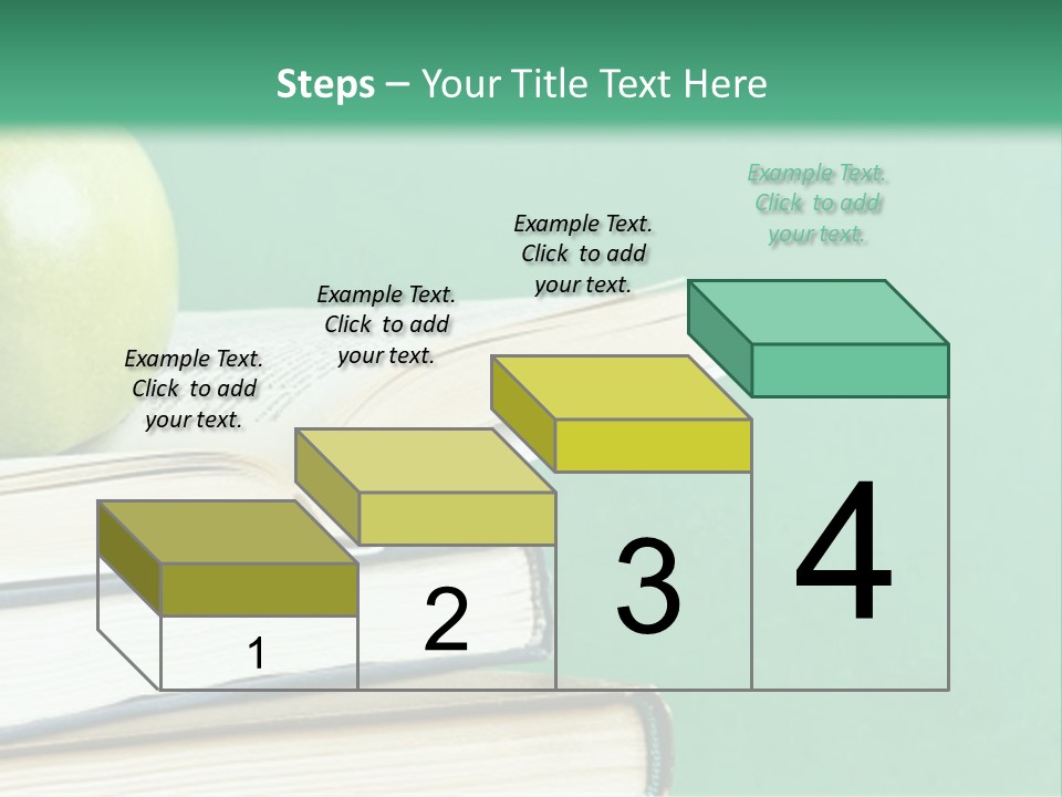 A Green Apple Sitting On Top Of A Stack Of Books PowerPoint Template