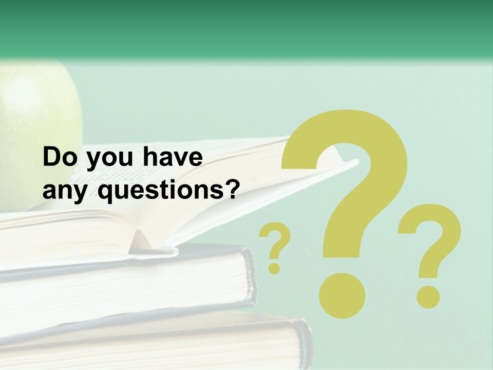 A Green Apple Sitting On Top Of A Stack Of Books PowerPoint Template