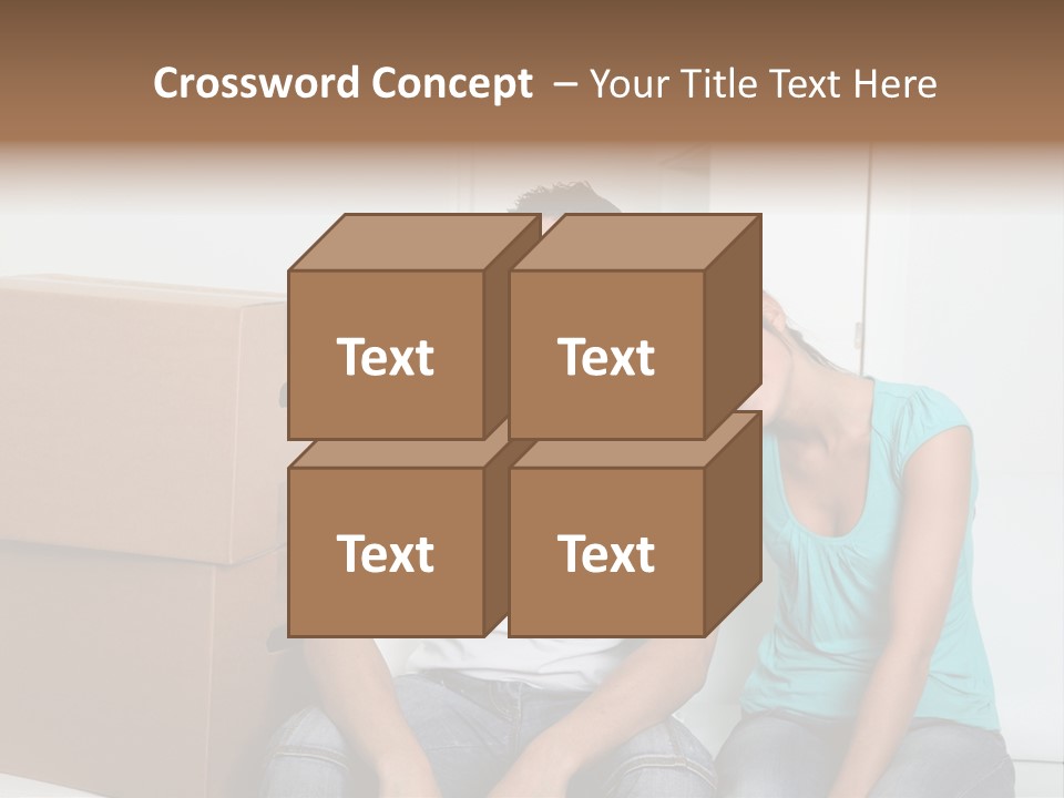 A Man And Woman Sitting On The Floor Next To Boxes PowerPoint Template