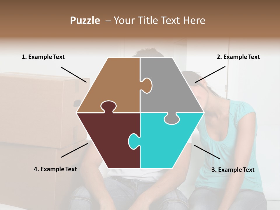 A Man And Woman Sitting On The Floor Next To Boxes PowerPoint Template