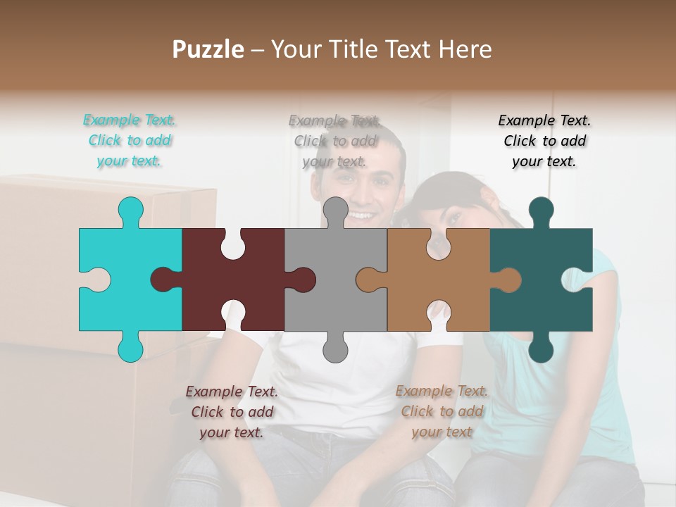 A Man And Woman Sitting On The Floor Next To Boxes PowerPoint Template