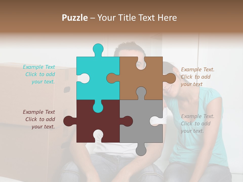 A Man And Woman Sitting On The Floor Next To Boxes PowerPoint Template