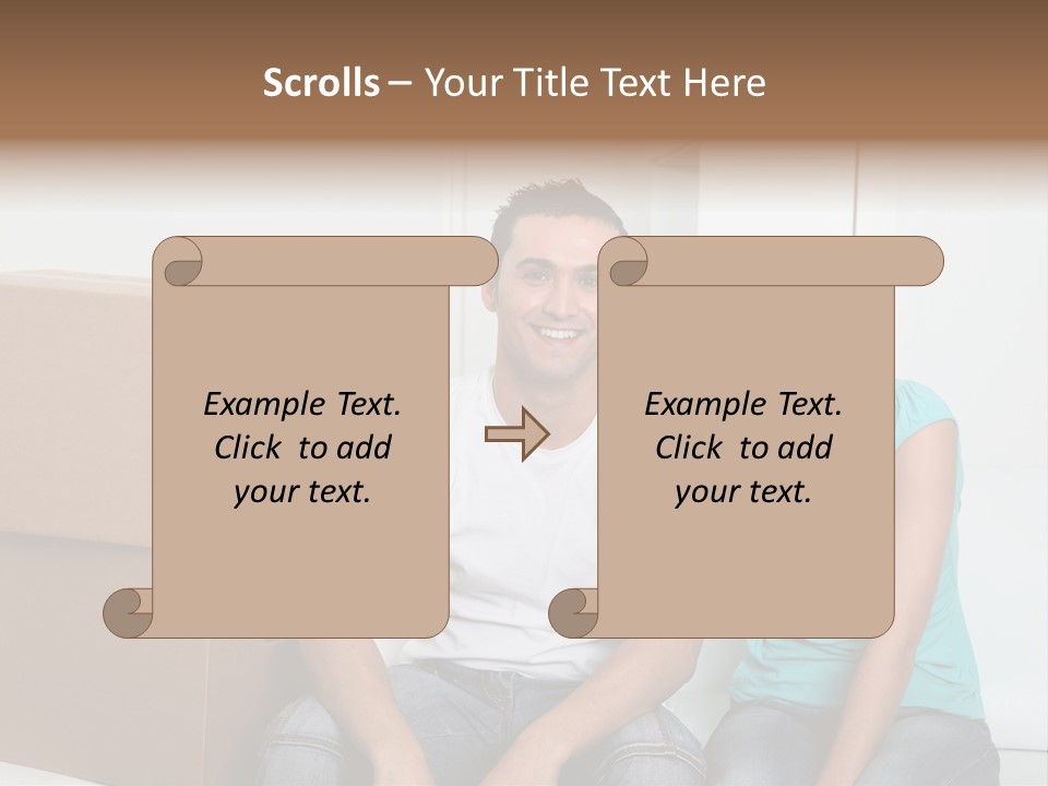 A Man And Woman Sitting On The Floor Next To Boxes PowerPoint Template