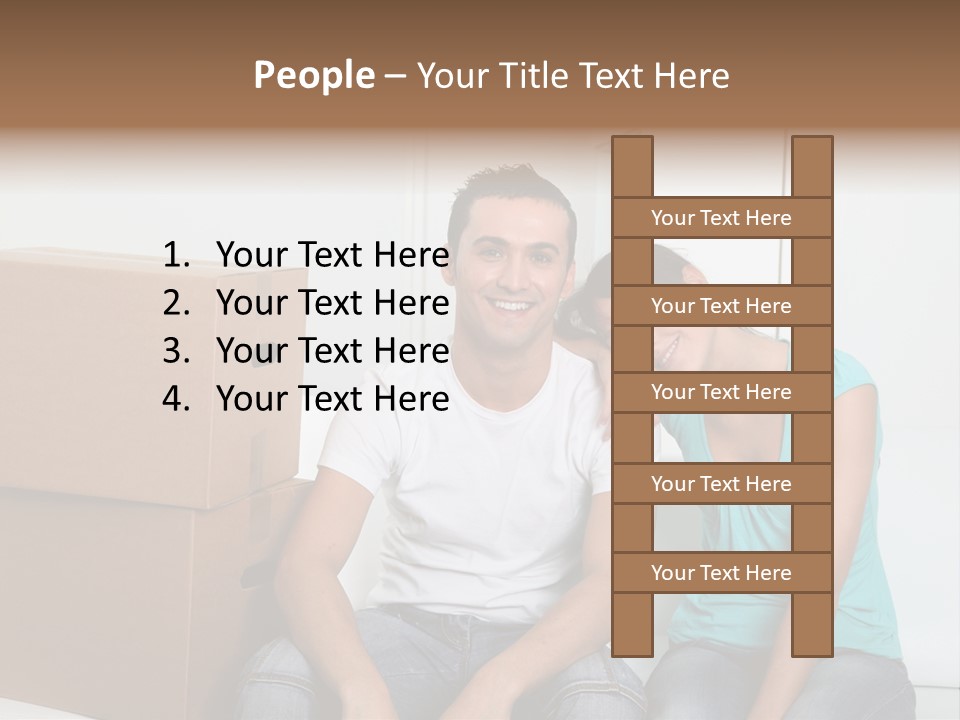 A Man And Woman Sitting On The Floor Next To Boxes PowerPoint Template