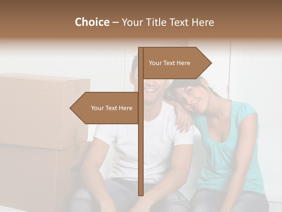 A Man And Woman Sitting On The Floor Next To Boxes PowerPoint Template