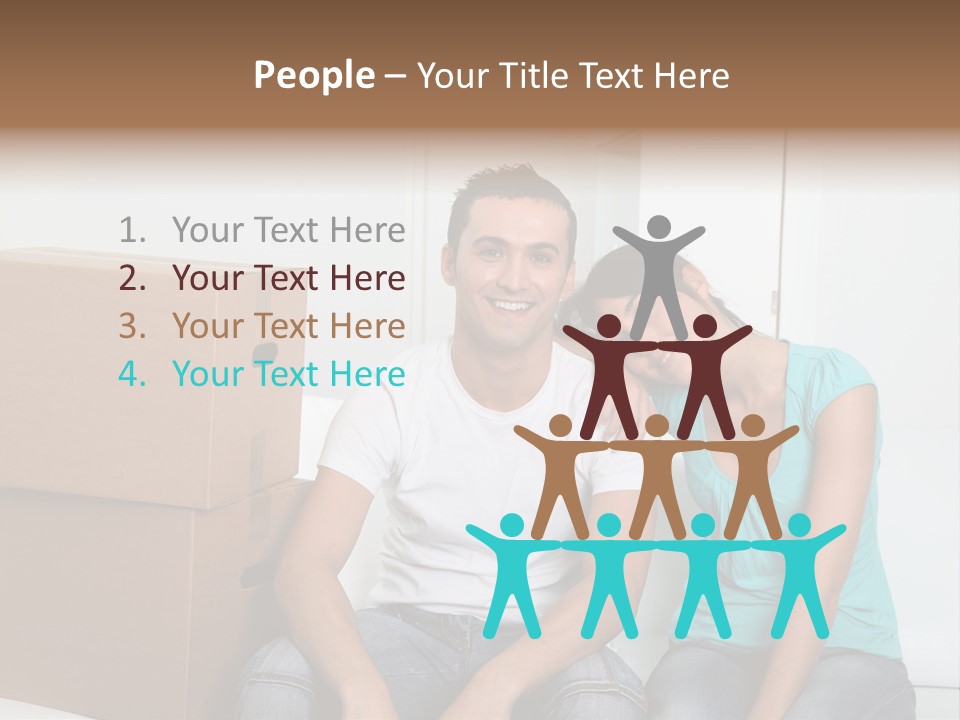 A Man And Woman Sitting On The Floor Next To Boxes PowerPoint Template