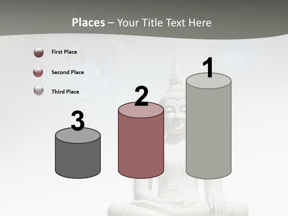 A Buddha Statue Sitting On Top Of A White Table PowerPoint Template