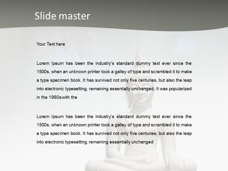A Buddha Statue Sitting On Top Of A White Table PowerPoint Template