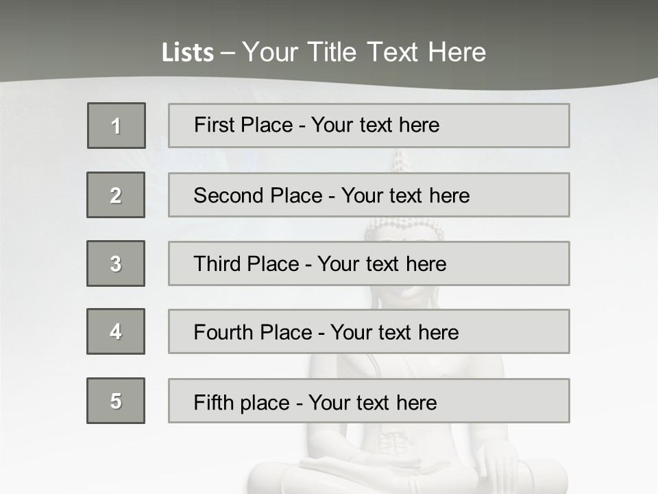 A Buddha Statue Sitting On Top Of A White Table PowerPoint Template