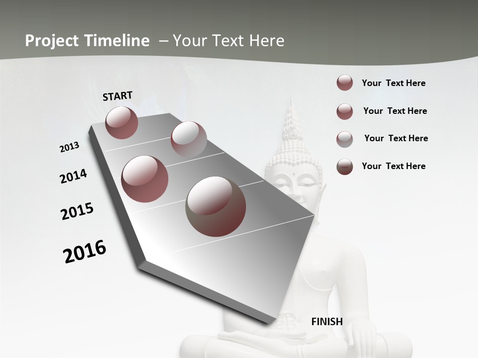 A Buddha Statue Sitting On Top Of A White Table PowerPoint Template
