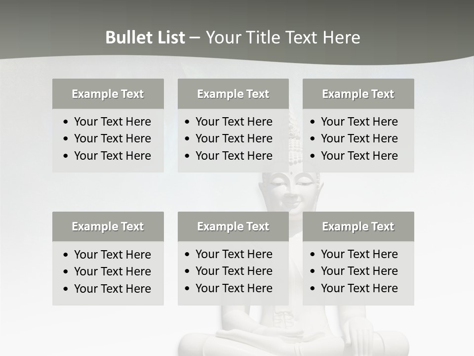 A Buddha Statue Sitting On Top Of A White Table PowerPoint Template