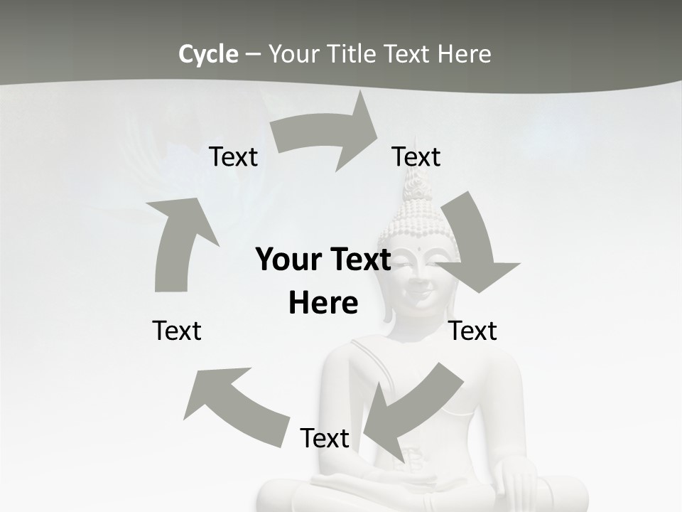 A Buddha Statue Sitting On Top Of A White Table PowerPoint Template