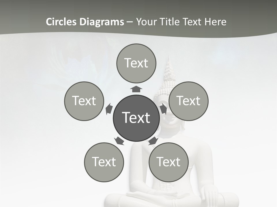 A Buddha Statue Sitting On Top Of A White Table PowerPoint Template