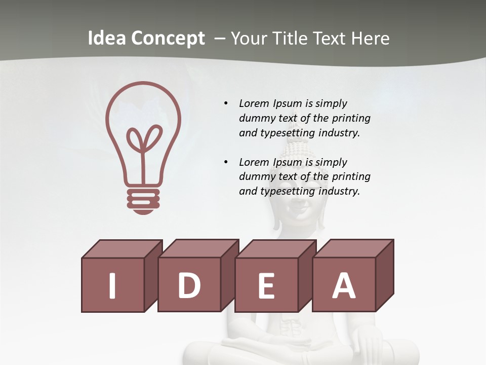 A Buddha Statue Sitting On Top Of A White Table PowerPoint Template