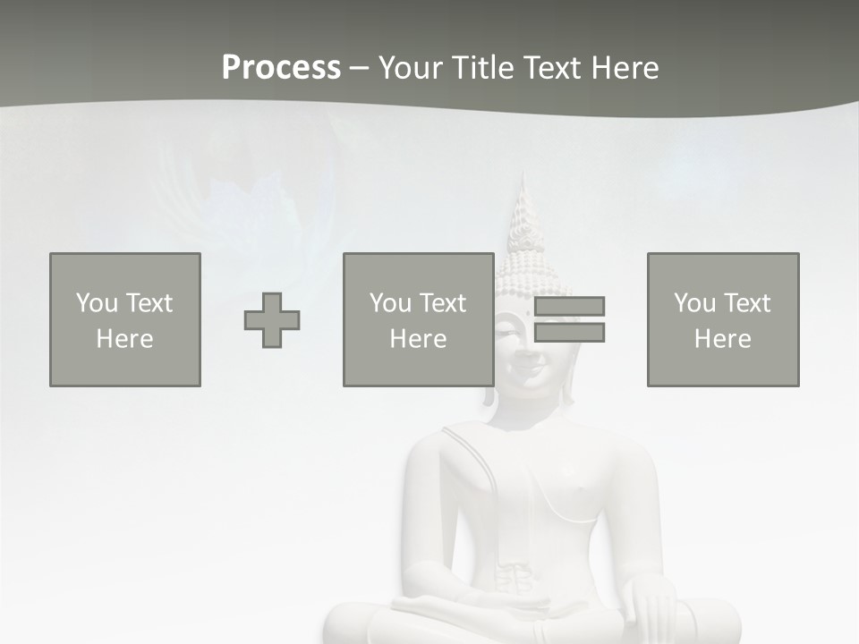 A Buddha Statue Sitting On Top Of A White Table PowerPoint Template