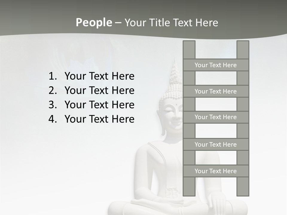 A Buddha Statue Sitting On Top Of A White Table PowerPoint Template